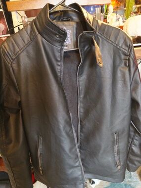 Men's Black Leather Jacket - Classic Zip Front